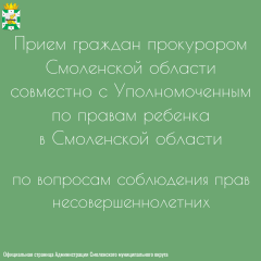 прокурором области 28.05.2026 года с 11-00 планируется проведение личного приема по вопросам соблюдения прав несовершеннолетних совместно с Уполномоченным по правам ребенка в Смоленской области - фото - 5